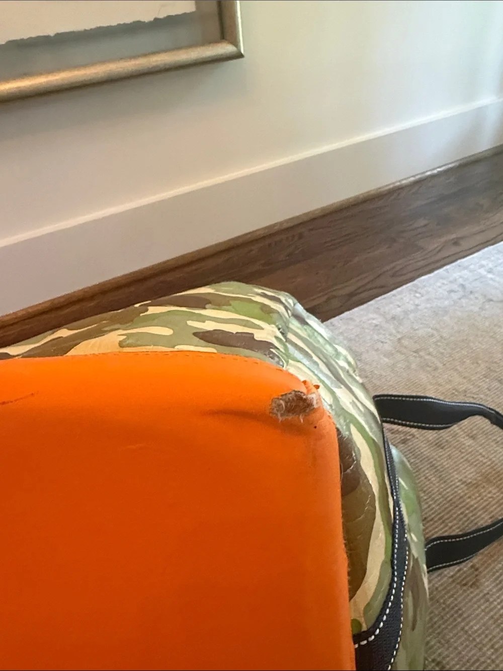 Scout Camo Tote with Orange Lining and Black Handles